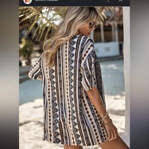 Geometric Patterned Open Cardigan